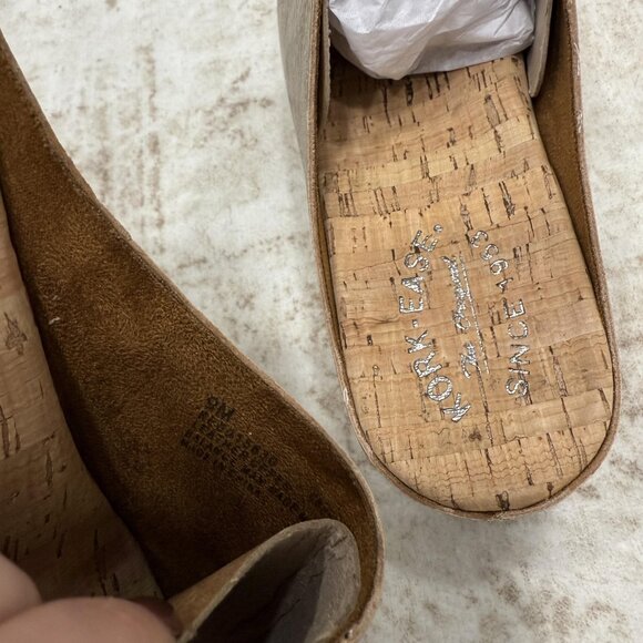 Kork-Ease Yazmin Sandals Womens Size 9 Light Gold Leather Wedge Slides Platform - Picture 11 of 12